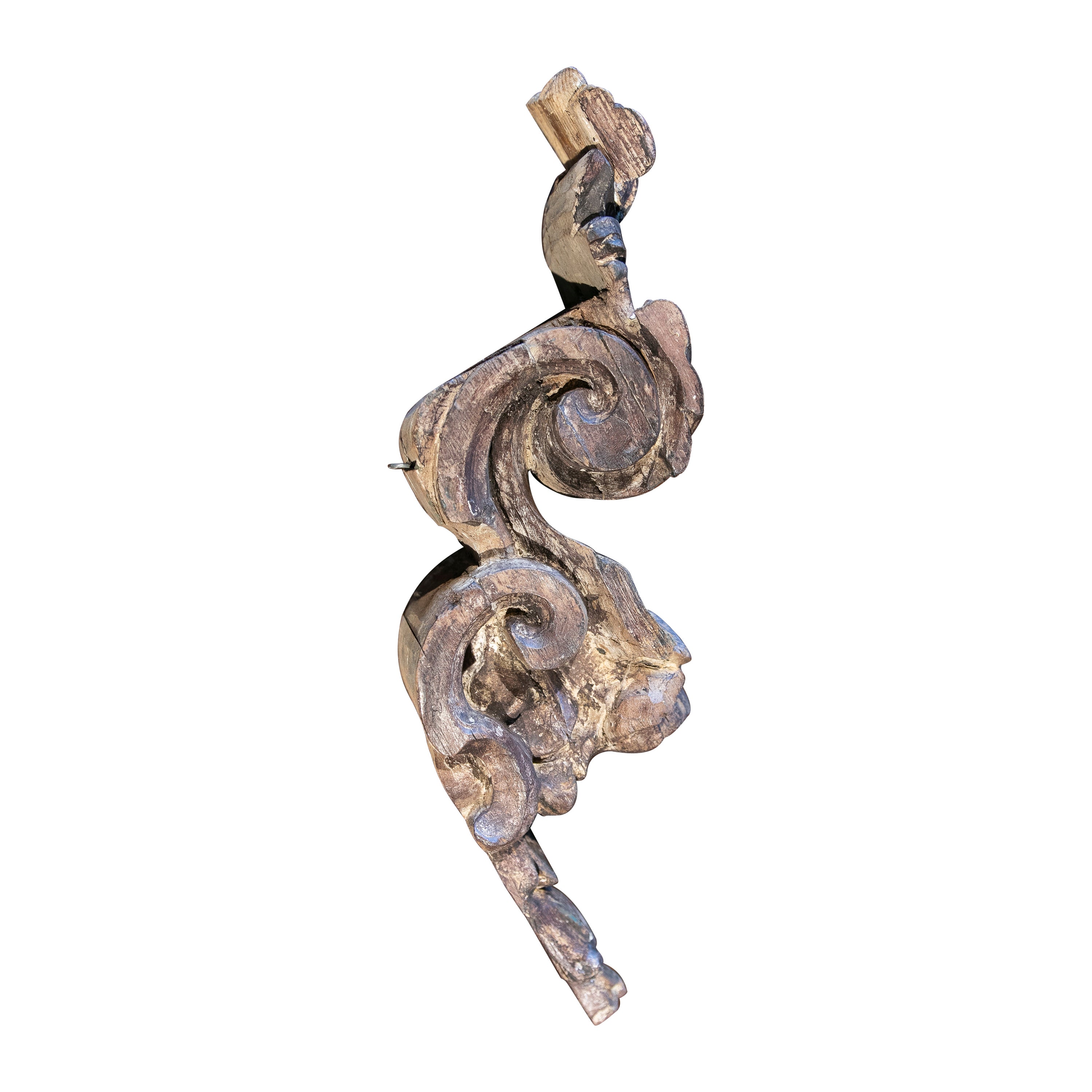 Spanisches dekoratives Finial aus Holz, geschnitzt, 18. Jahrhundert 