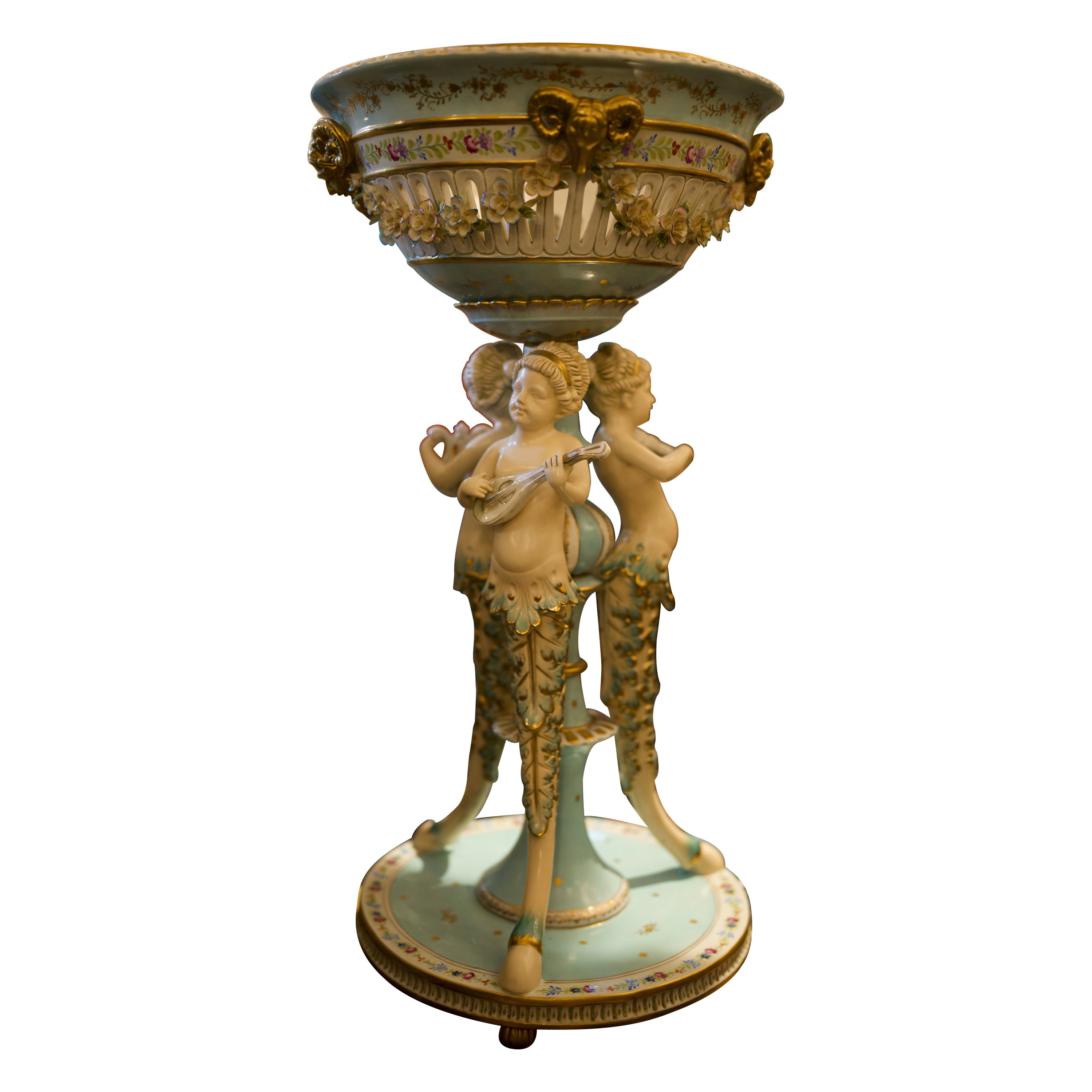 19th Century Minton Majolica Figural Pedestal Planter For Sale