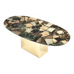 Mosaic Marble and Brass Dining Table, 1970