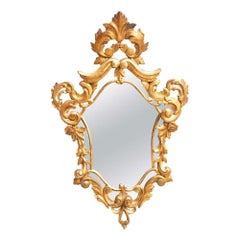 19th Century French Antique Gold Cornucopia Mirror: Timeless Elegance & Patina