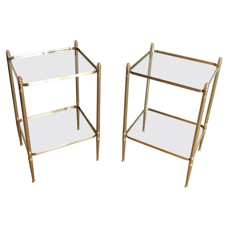 Pair of Brass Side Tables in the Style of Maison Jansen For Sale
