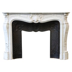 Carrara Marble Fireplace in the Style of Louis XV from the 19th Century