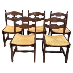 Set of 5 Vintage Oak Chairs