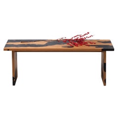 Long Fire Oak Coffee Table by Daniel Elkayam