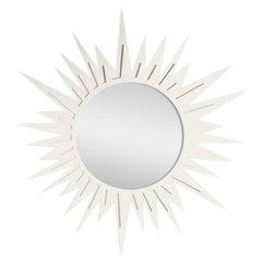 Carnival Zulu Circle Mirror in White Dove