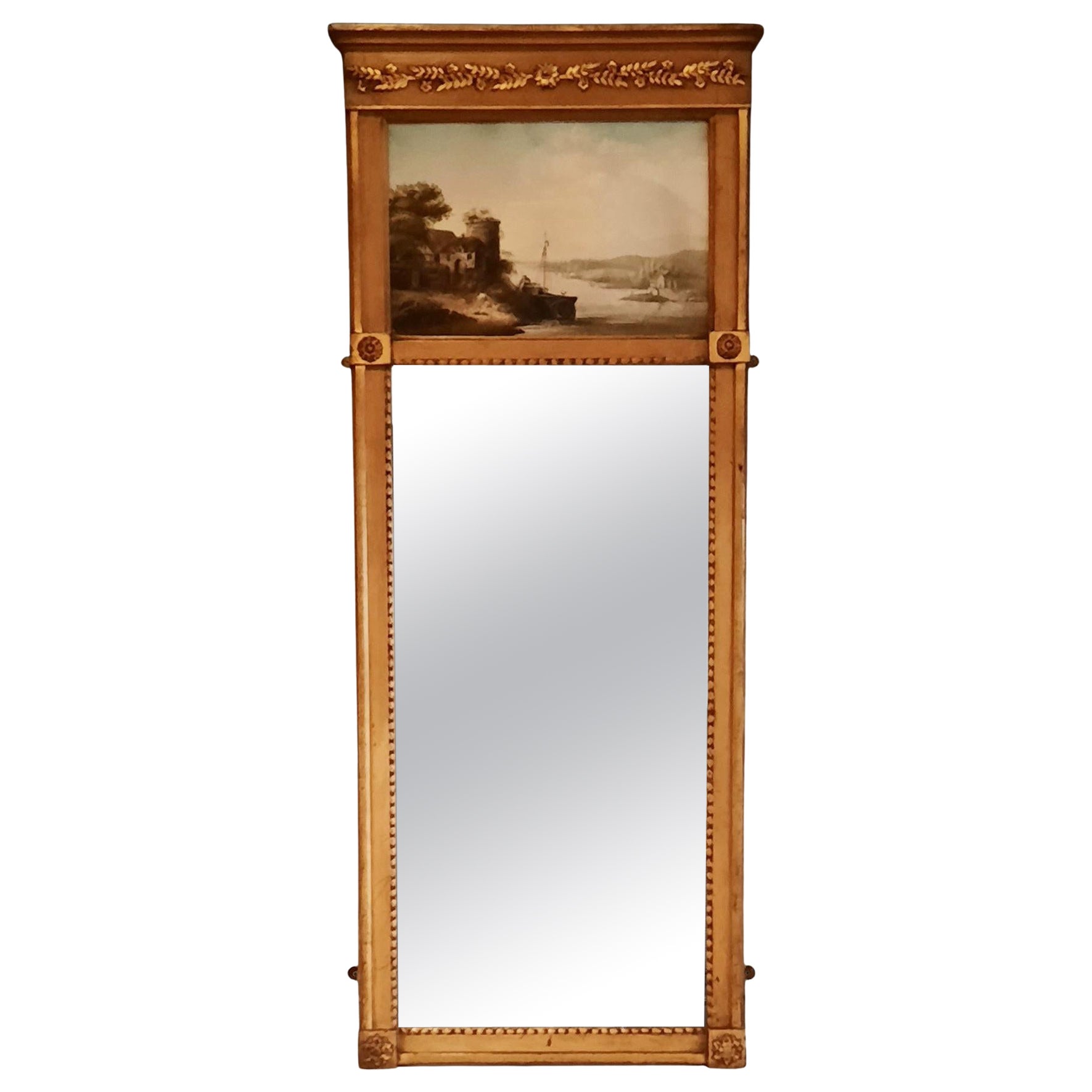Vergoldeter Trumeau-Spiegel aus dem 19. Jahrhundert, 