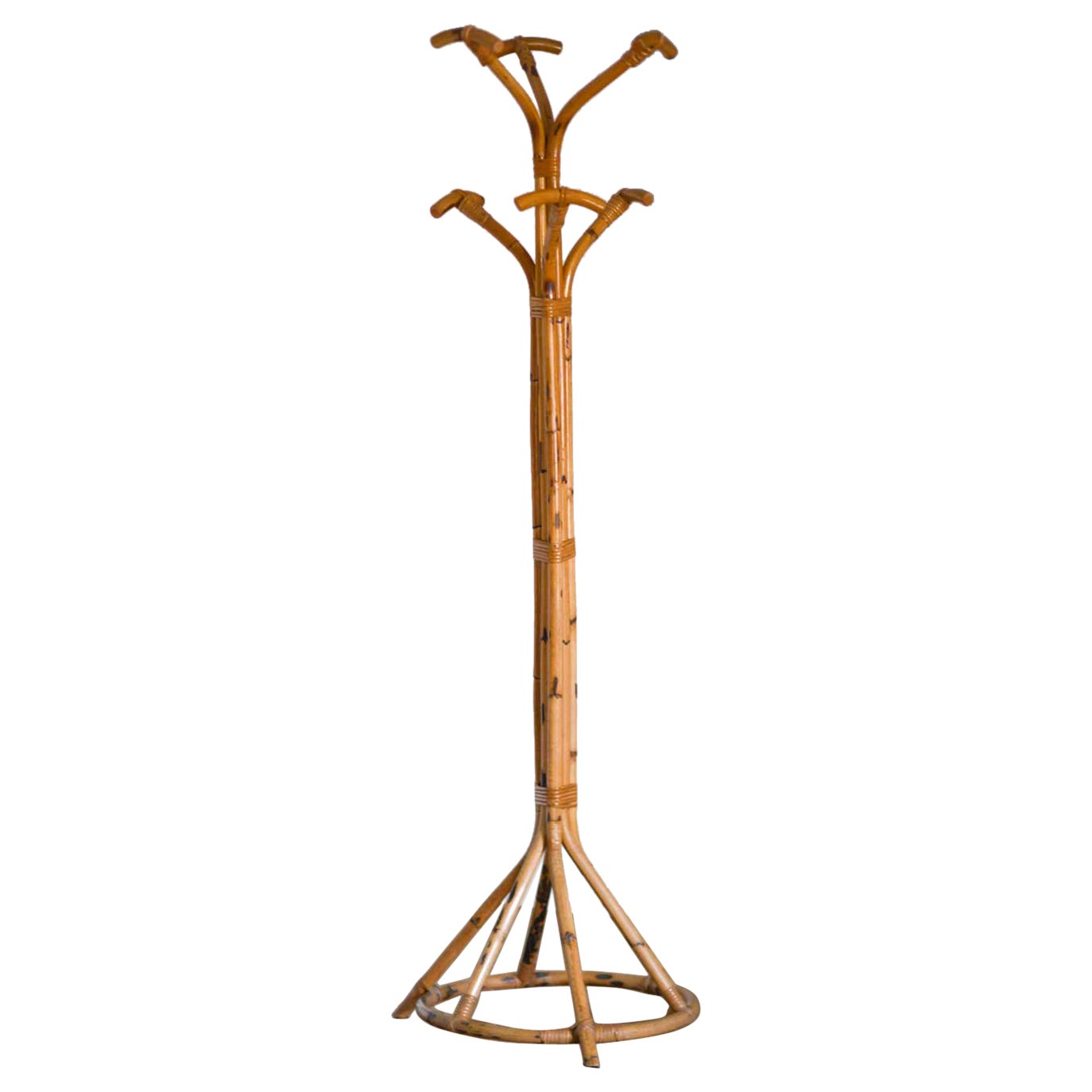 Bamboo and wicker coat rack at 1stDibs