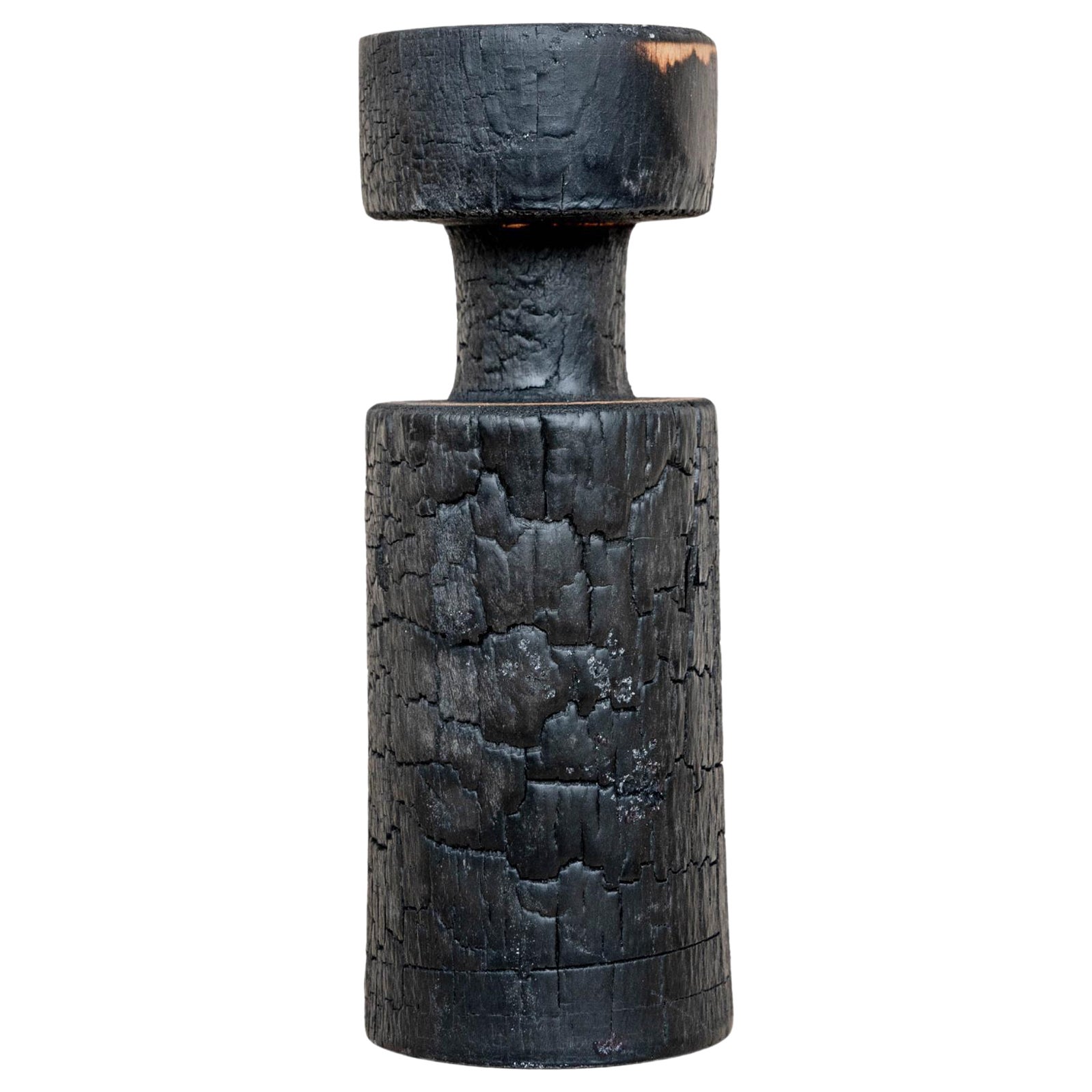 Thin Revolved Burnt Beech Vase by Daniel Elkayam For Sale