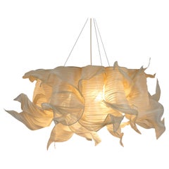 Lampe à suspension de collection ronde en fibre de banane Nebula Grande de 100 cm x Studio Mirei