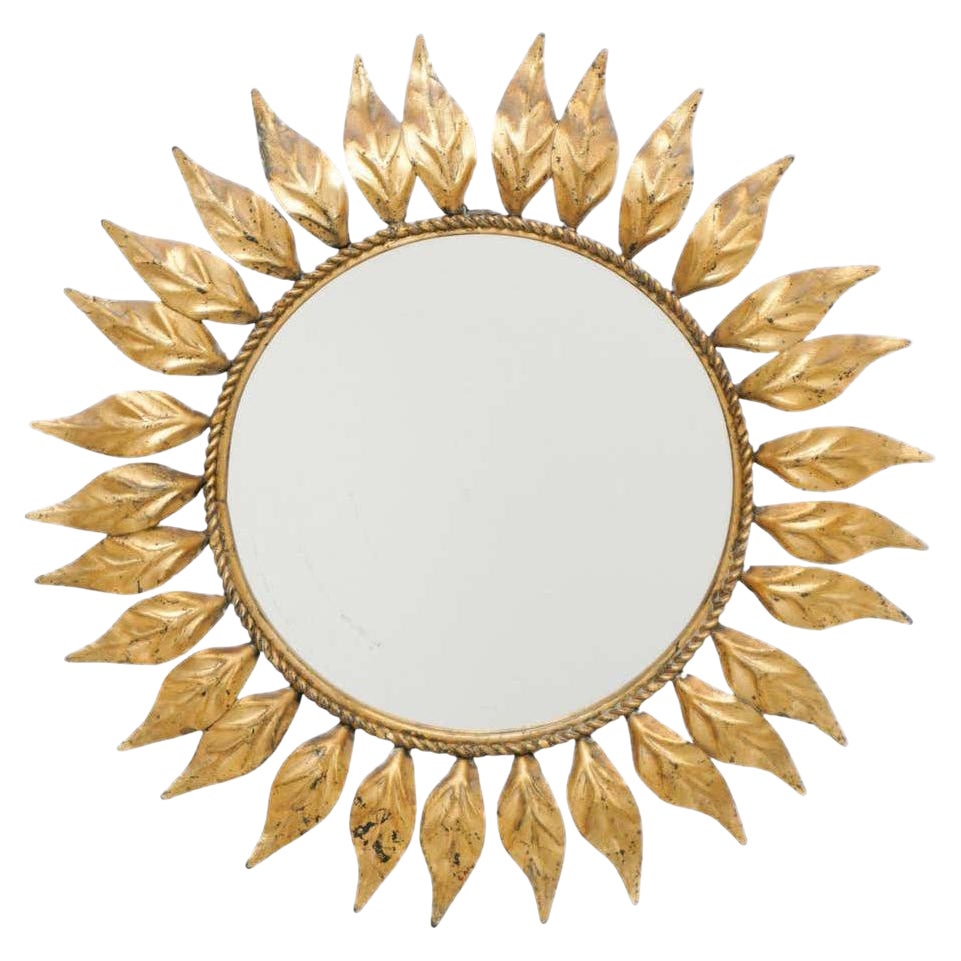 MidCentury Modern Sunburst Mirror Brass, circa 1960 For Sale at 1stDibs