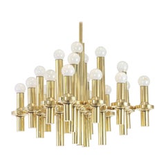 Retro Midcentury Sciolari Style Brass Chandelier, 1970s