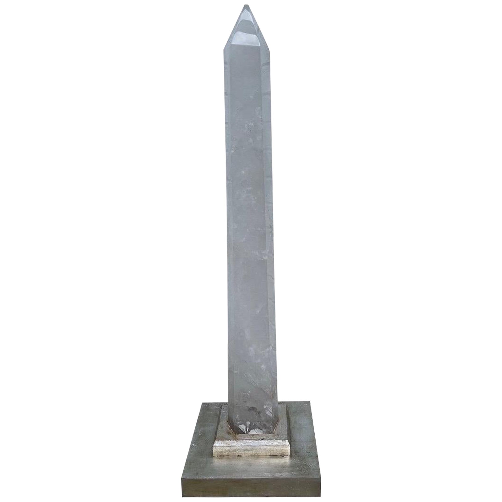 Neoclassical Grand Tour Style Rock Crystal Obelisk Silver Gilt Mount For Sale