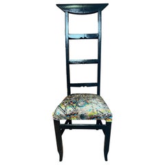 Italian Chair with a Very Original Design with Seat in Colored Fabric Black Wood