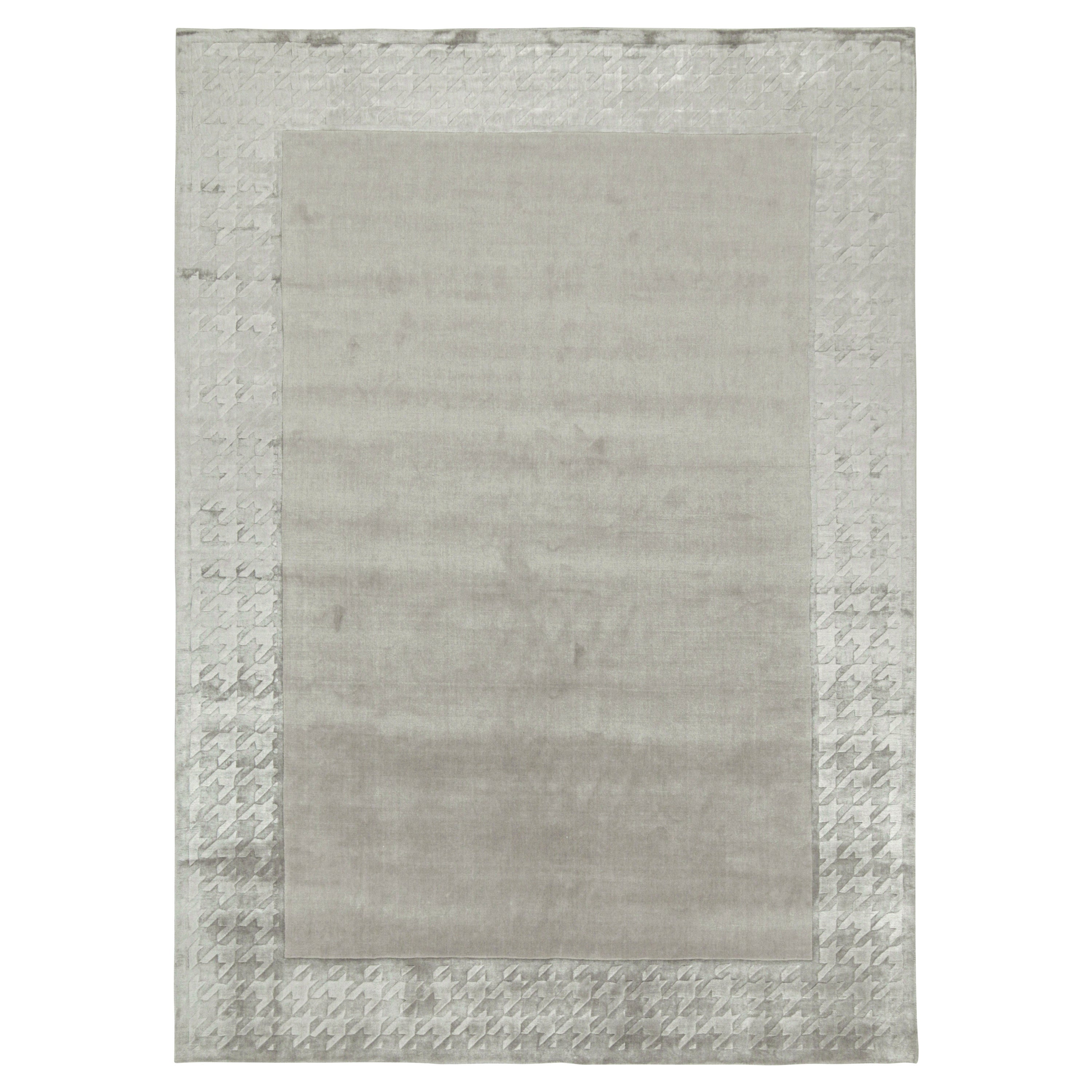 Rug & Kilim’s Modern Rug with Taupe Open Field and Silver-Gray Border For Sale
