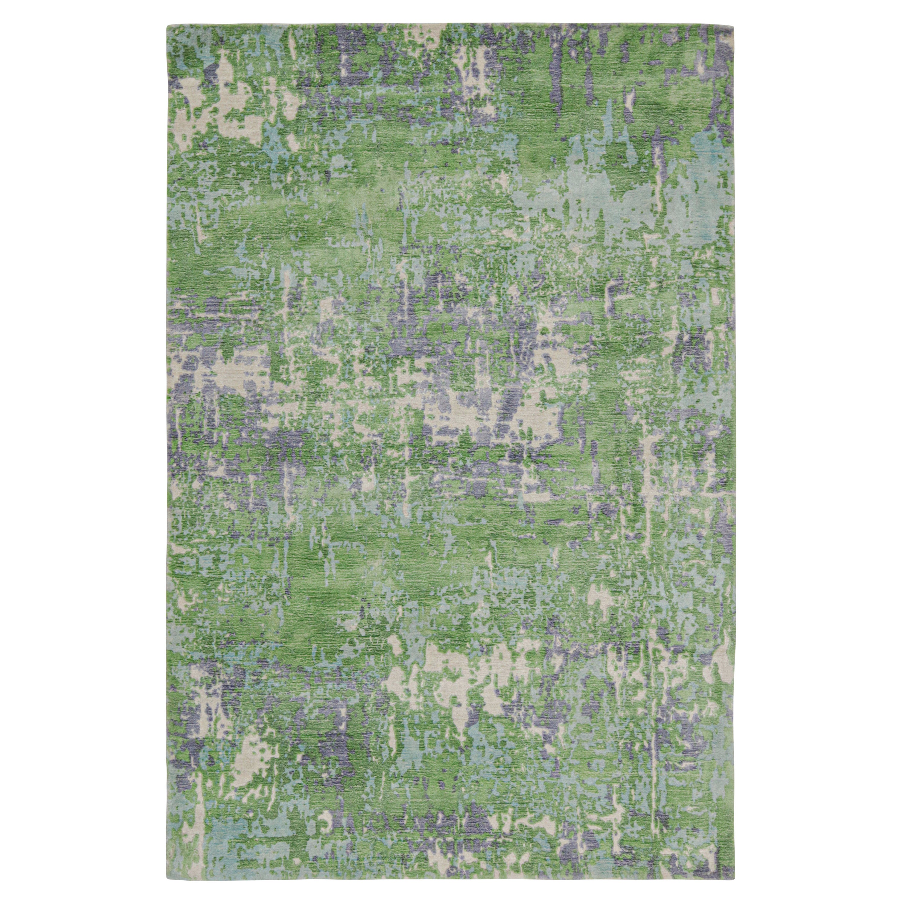 Rug & Kilim’s Abstract Rug in Green, Blue and Beige All-Over Pattern