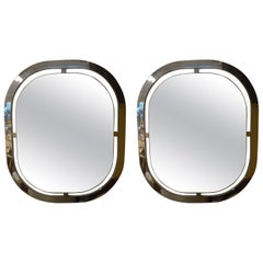 Pair of Italian Modern Chrome Mirrors