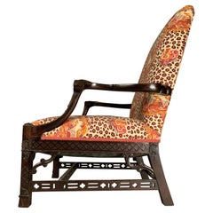 Antique Chinese Chippendale Lounge Chair