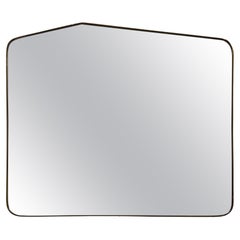 Retro Italian Wall Mirror with Brass Frame, 1950s