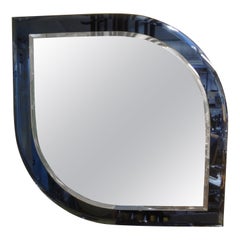 Retro Italian Fontana Arte Inspired Blue Mirror