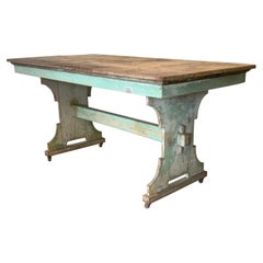 Antique Rustic Pine Adirondack Trestle Table