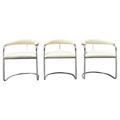 Set of Three Cantilevered Chrome Armchairs "SS33" by Anton Lorenz for Thonet