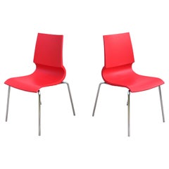 Modern Italia MarCo Maran for Maxdesign Red Ricciolina Dining Chairs, a Pair