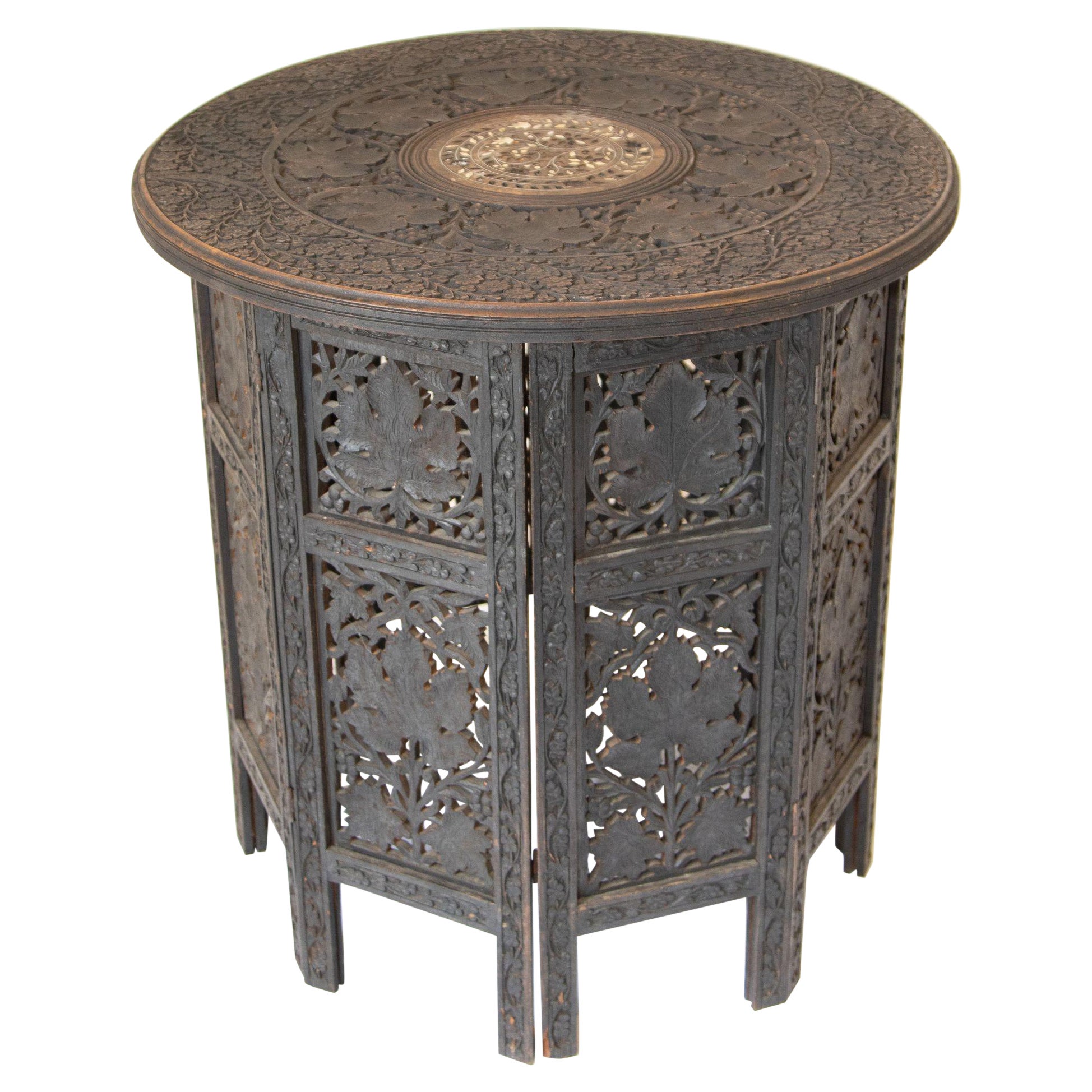 19th Century Intricately Carved Anglo-Indian Side Table For Sale