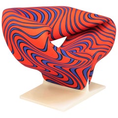 Vintage Ribbon Chair F582 by Pierre Paulin & Jack Lenor Larsen fabrics for Artifort