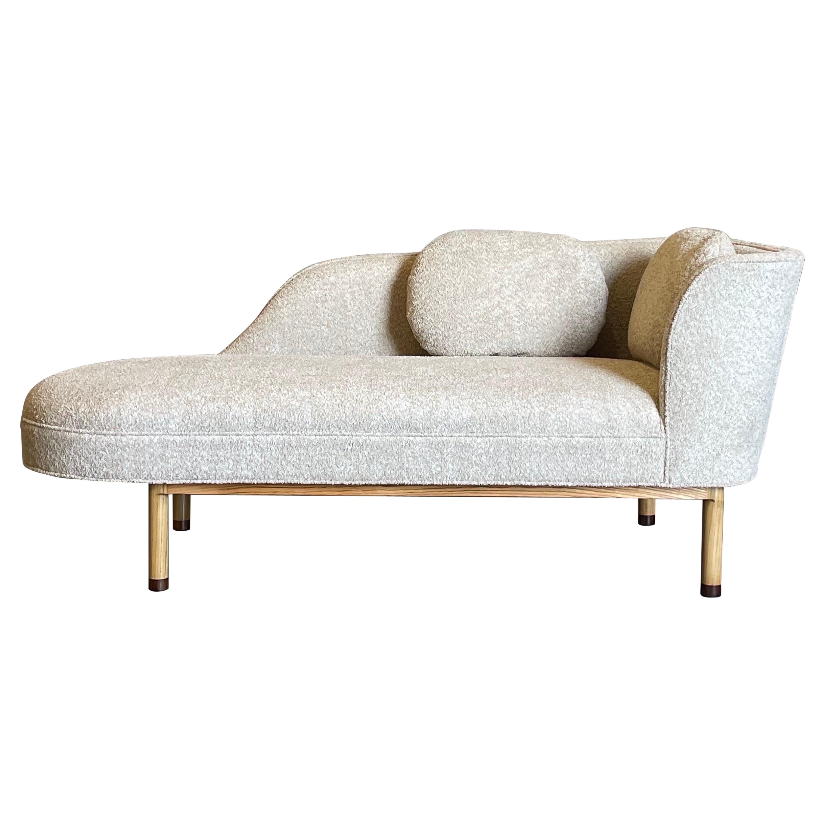 Edward Wormley for Dunbar Rare Chaise Lounge in Bouclé and Ash