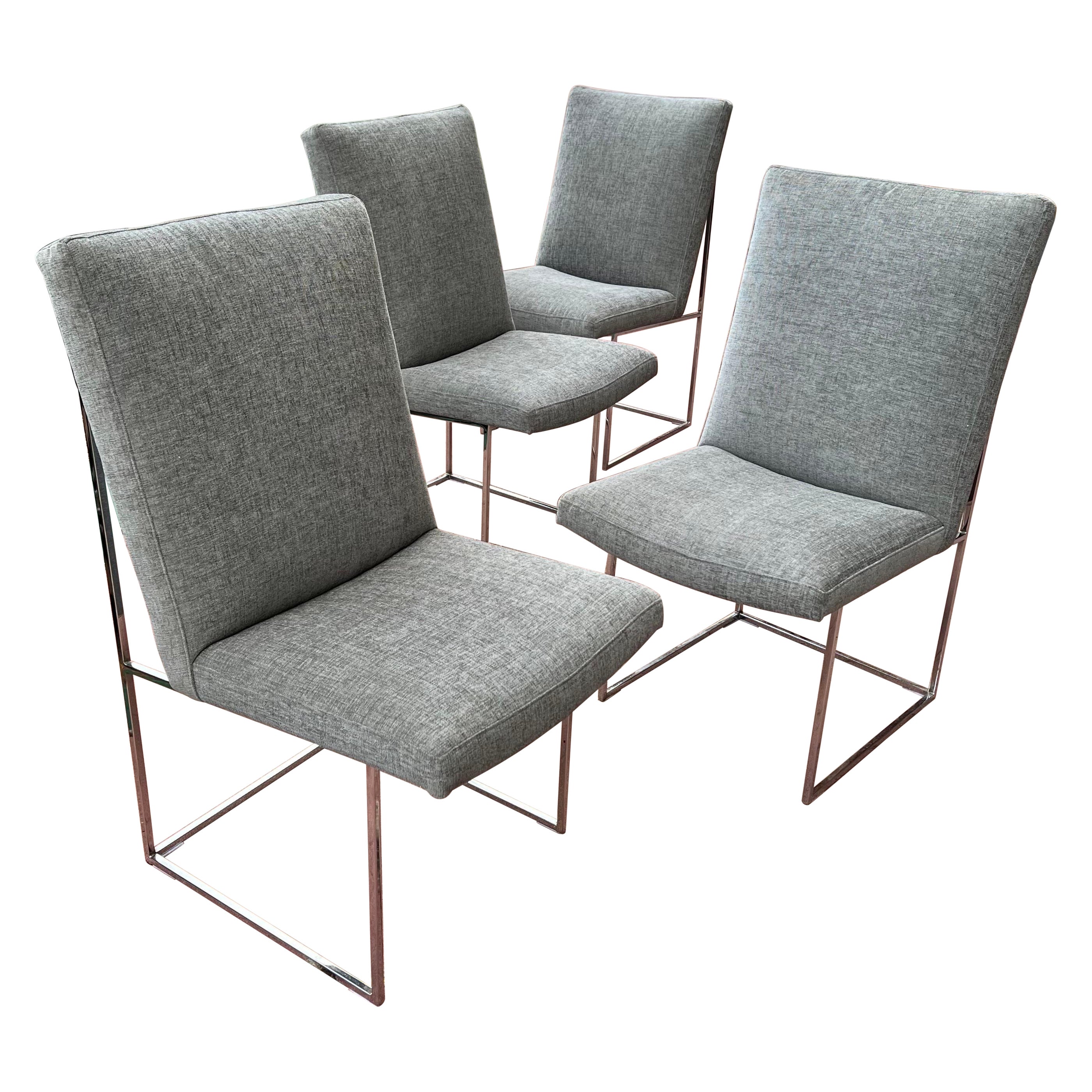 Mid-Century Modern Set Dining Chairs Designed by Milo Baughman New Upholstery