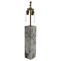 T.H. Robsjohn Gibbings Carrara Marble Table Lamp with Brass Hardware