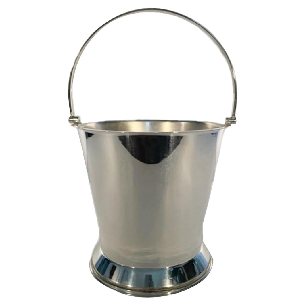 Art Deco Silver Plate Ice Bucket of Pail Form with Strainer by Yeoman