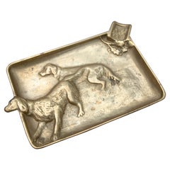 1970s, Spanish Bronze Ashtray with Hunting Dogs 