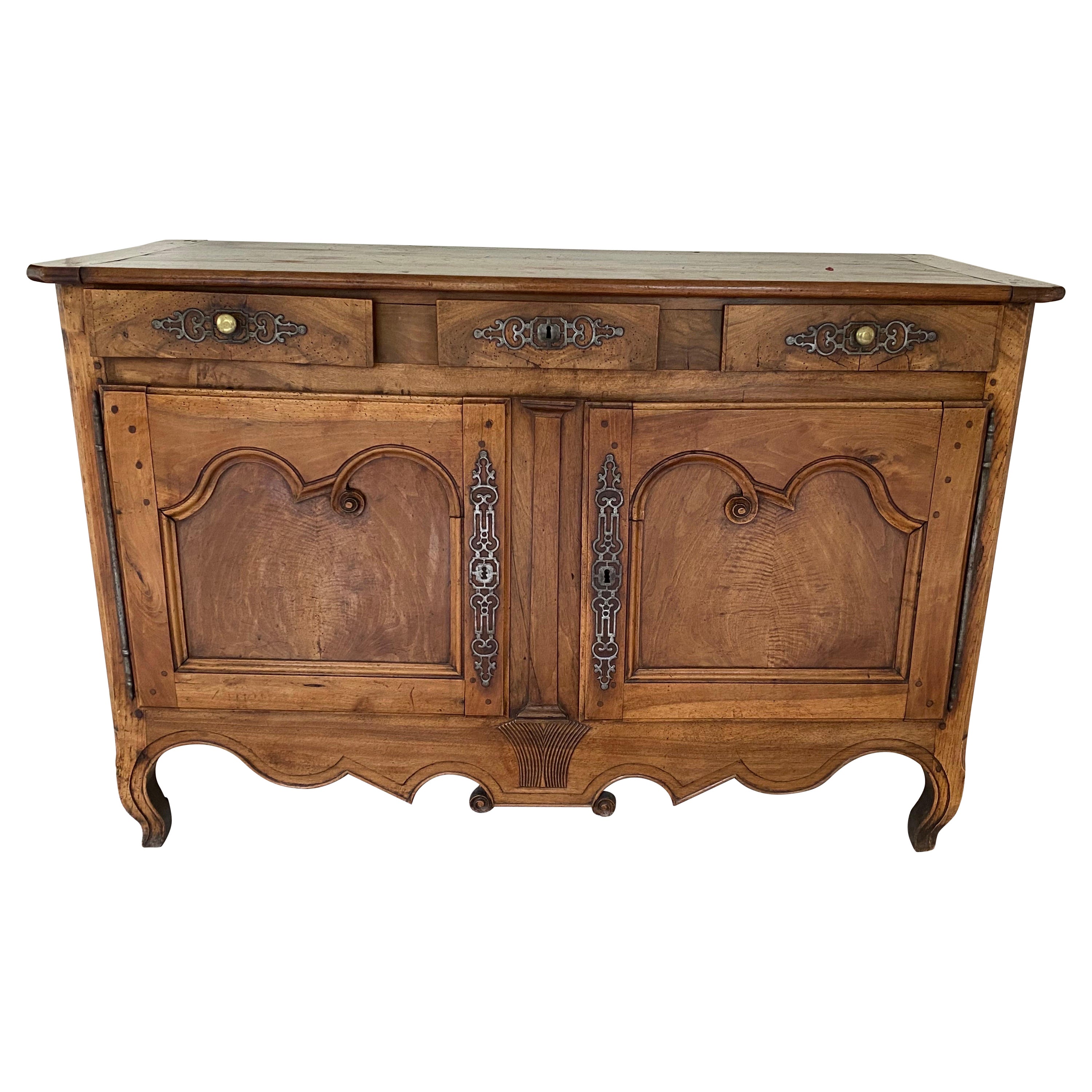 18th Century French Walnut Louis XV Provincial Buffet For Sale