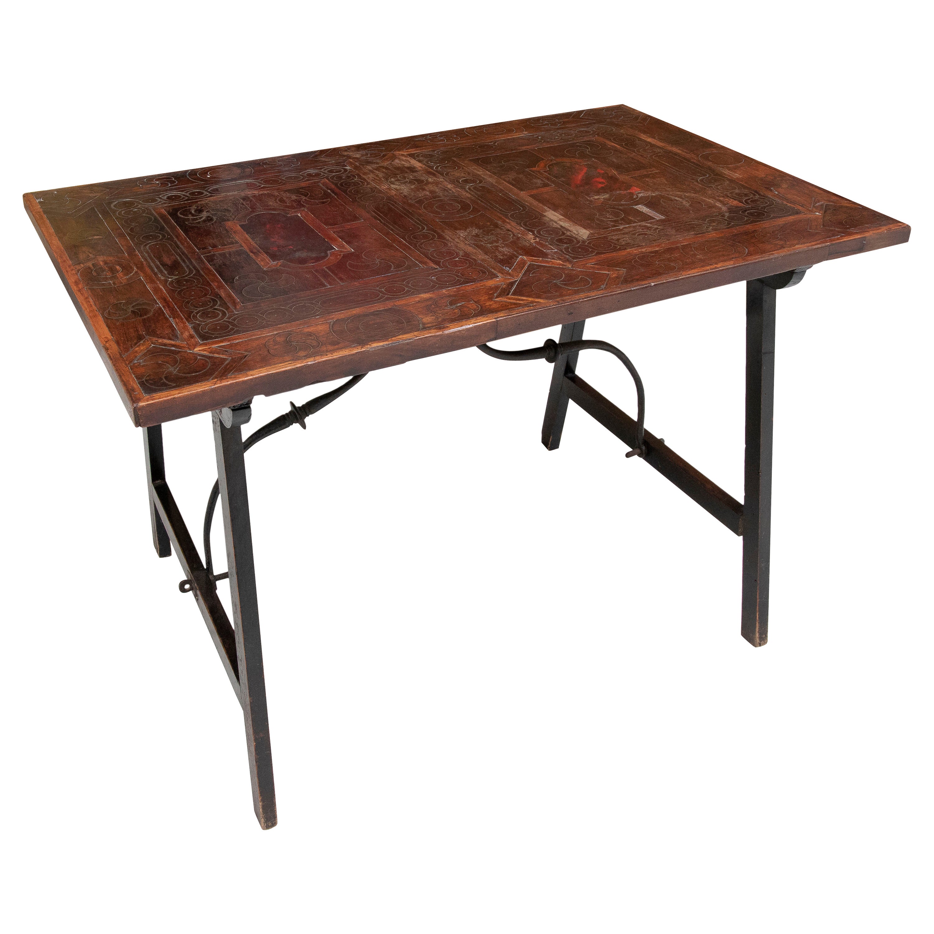 17th Century Spanish Wooden Table with Inlays