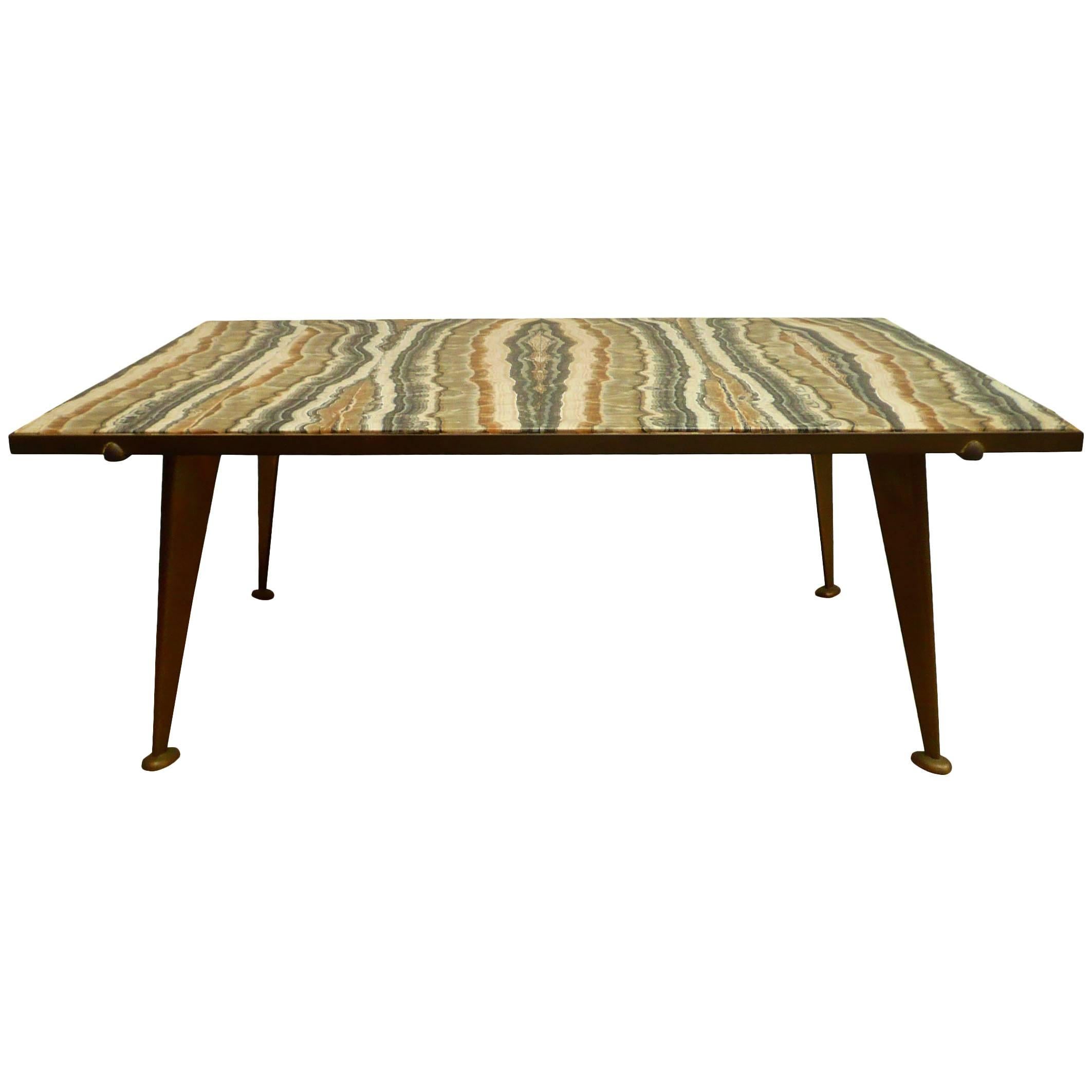 Rare Richard Blow for Montici Quartz and Bronze Coffee Table For Sale