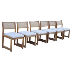 Whitaker Furniture Oak Wood Cane Back Modern Dining Side Chairs - Set of 6