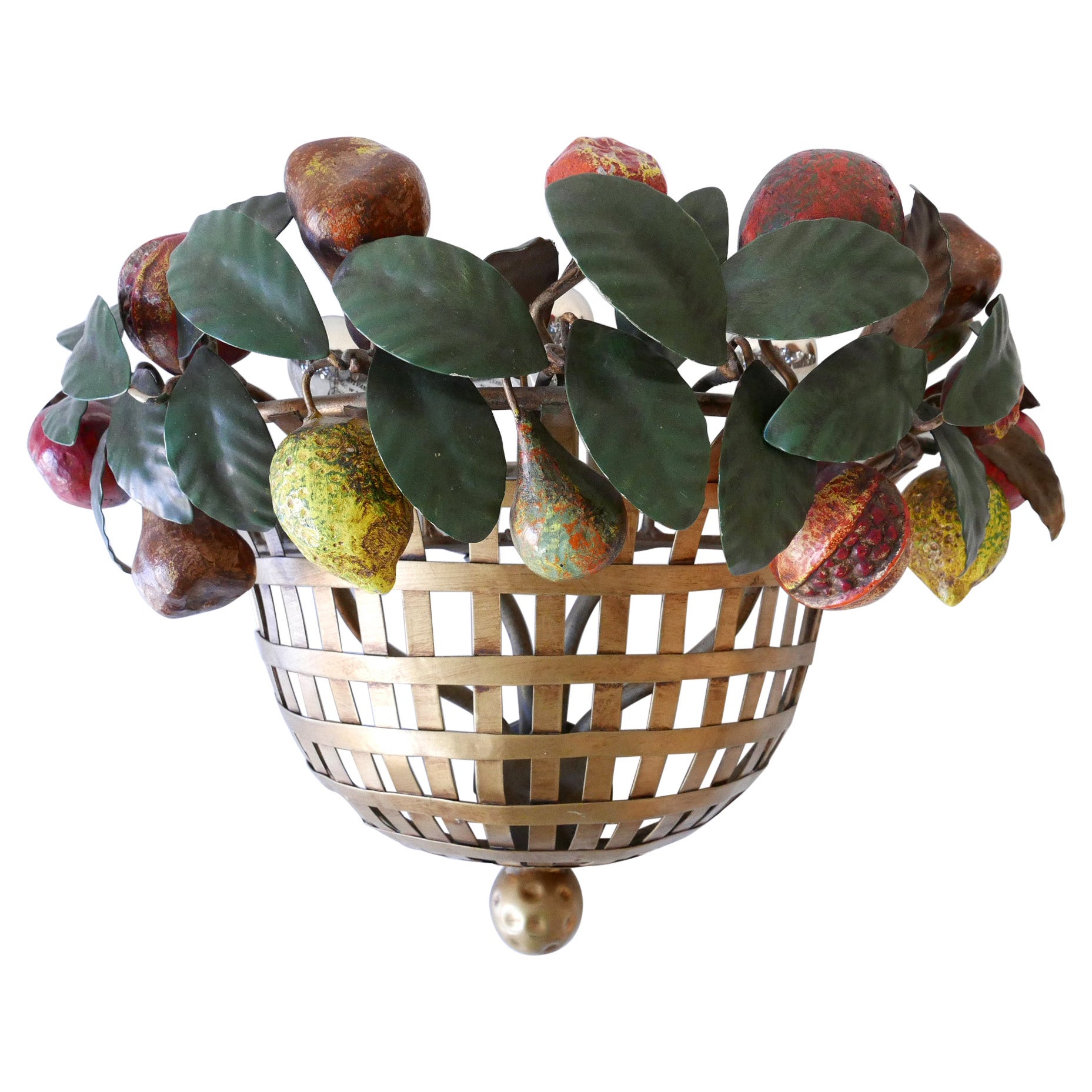 Lovely Mid-Century Modern Sconce Fruit Basket by Lucienne Monique Italy, 1960s For Sale
