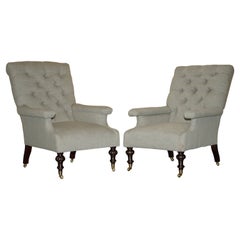Fine Pair of Used Original William Morris & Co Edinburgh Stamped Armchairs