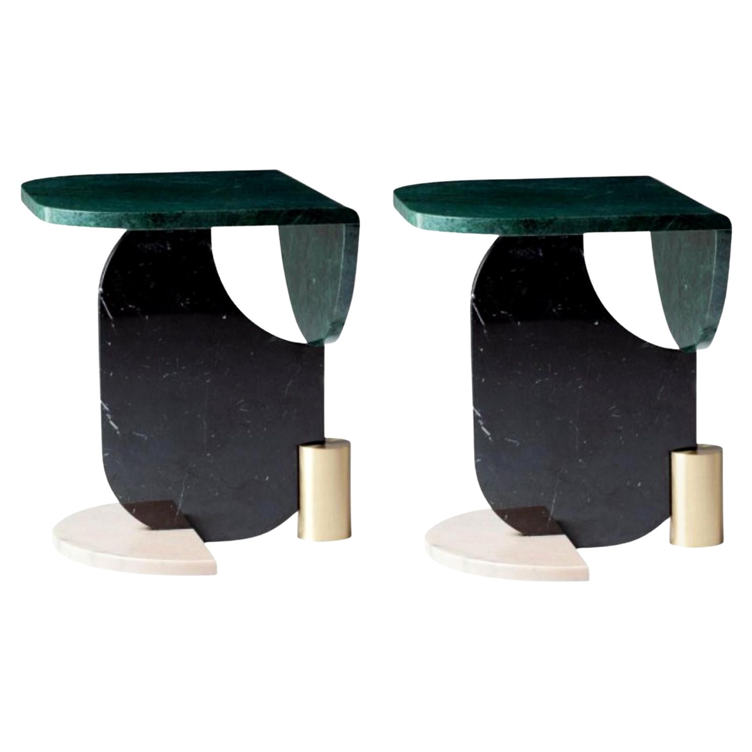 Ensemble de 2 tables d'appoint en marbre « Playing Games » de Dooq