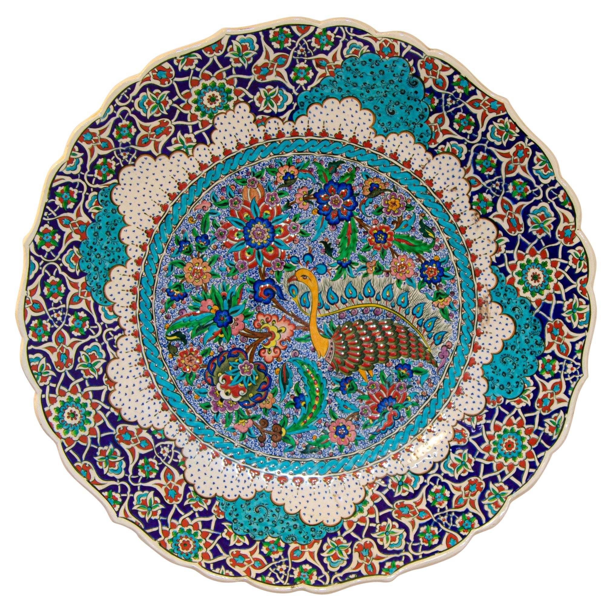Hand Painted Decorative Plate After an Original Iznik 16th C. Ottoman Design