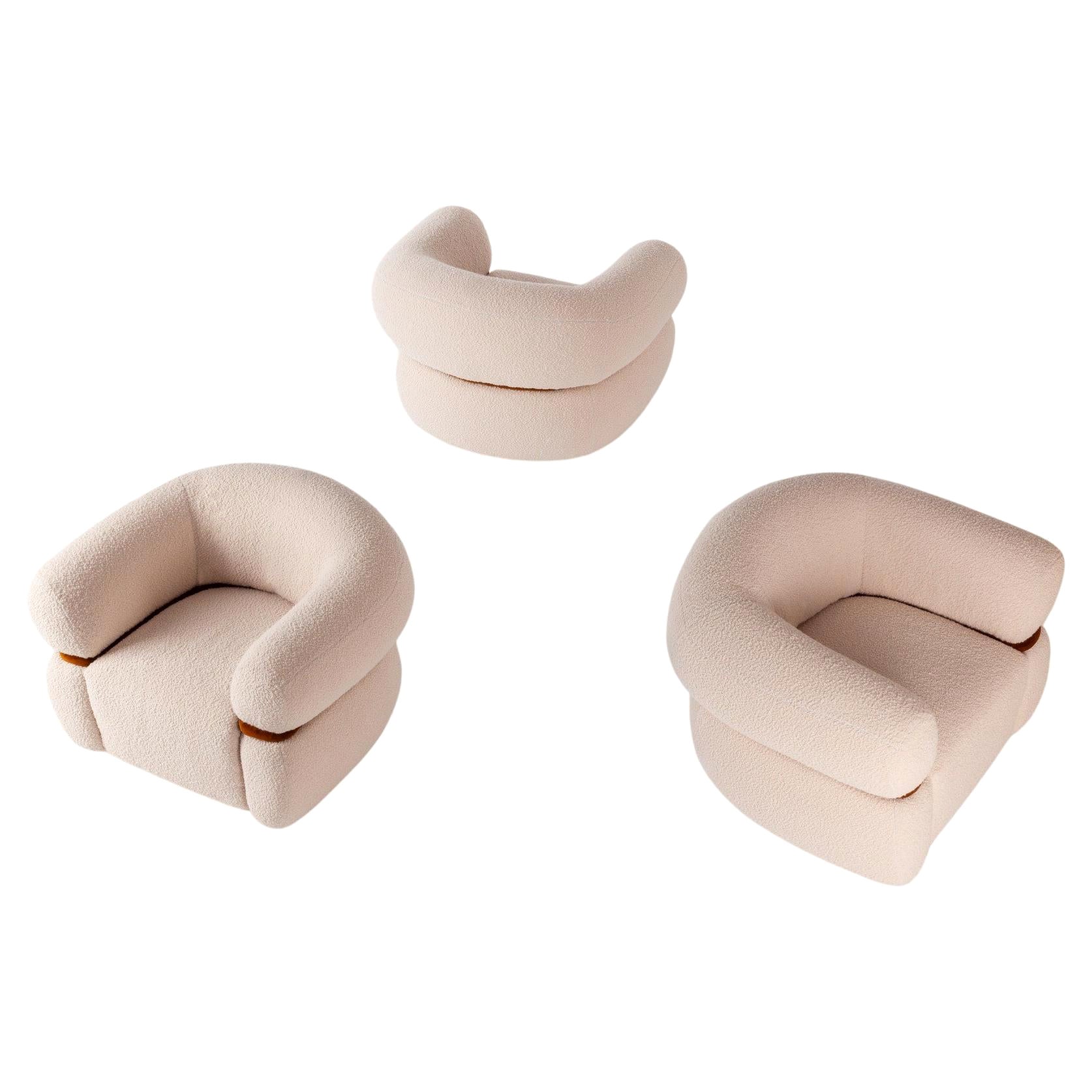 Set of 3 Malibu Armchair by Dooq For Sale
