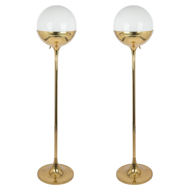 1 of 2 MidCentury brass globe floor lamp by U.W for Art and Craft