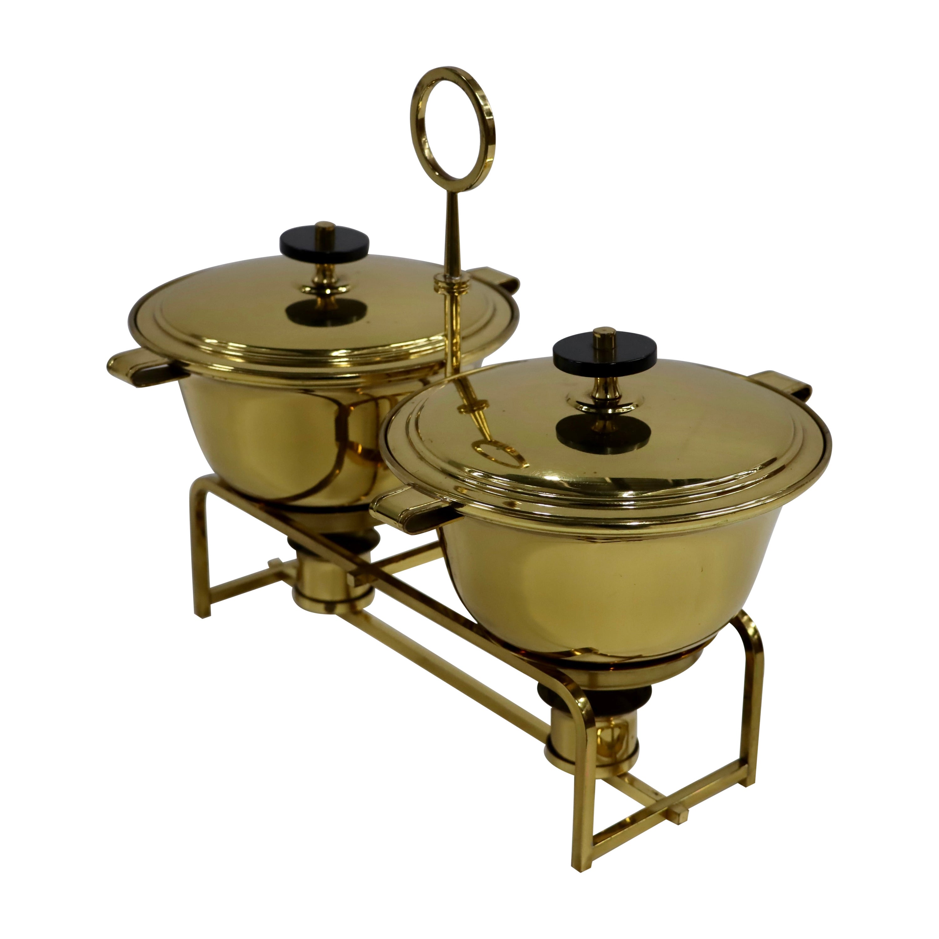 Tommi Parzinger for Dorlyn Silversmiths Brass Double Chafing For Sale