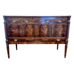 Antique Flame Mahogany Buffet Sideboard Cabinet Credenza