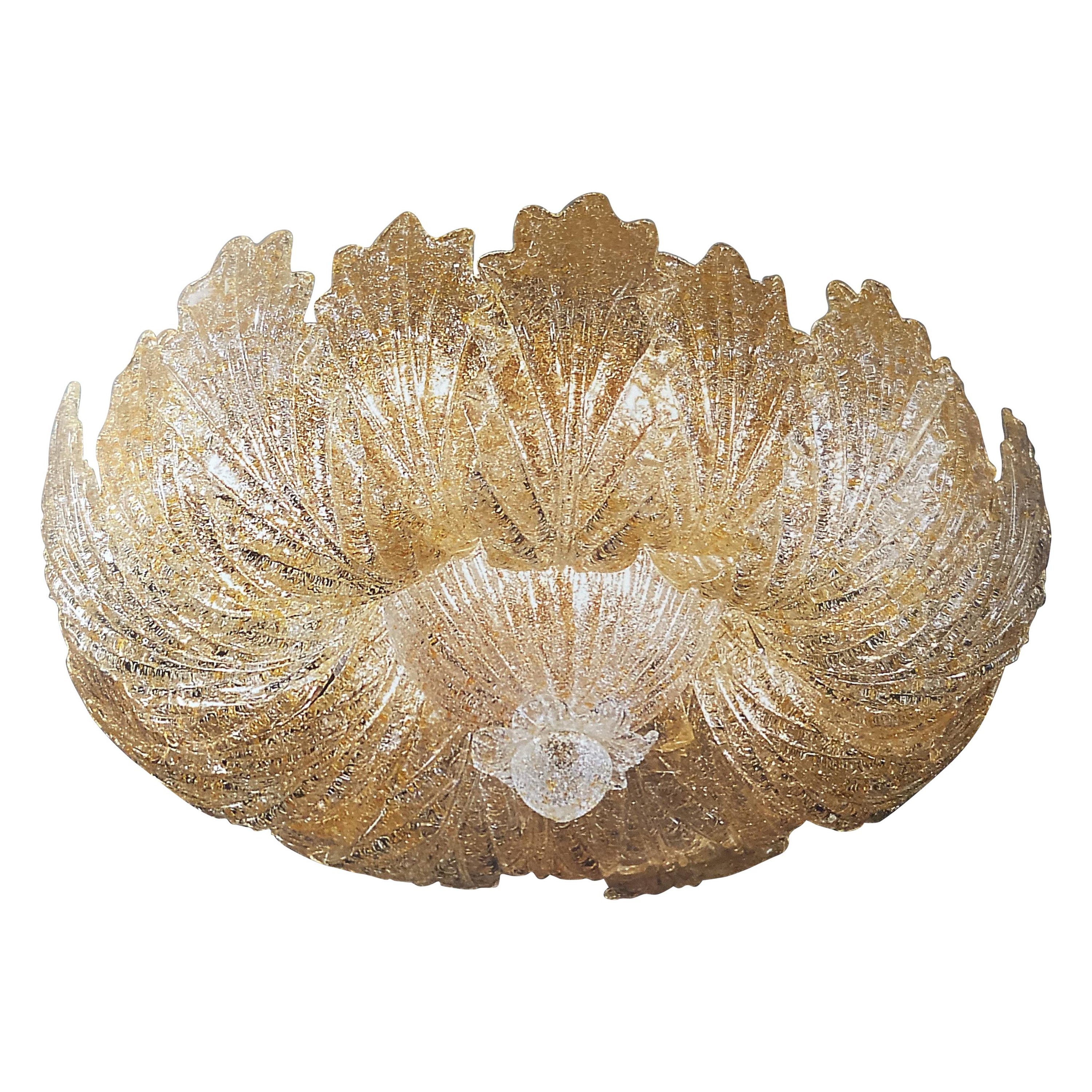 Murano Glass Leave Flush Mount or Ceiling Lights For Sale