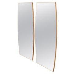 Pair of Brass Tone Cushion Cut Modernist Mirrors 