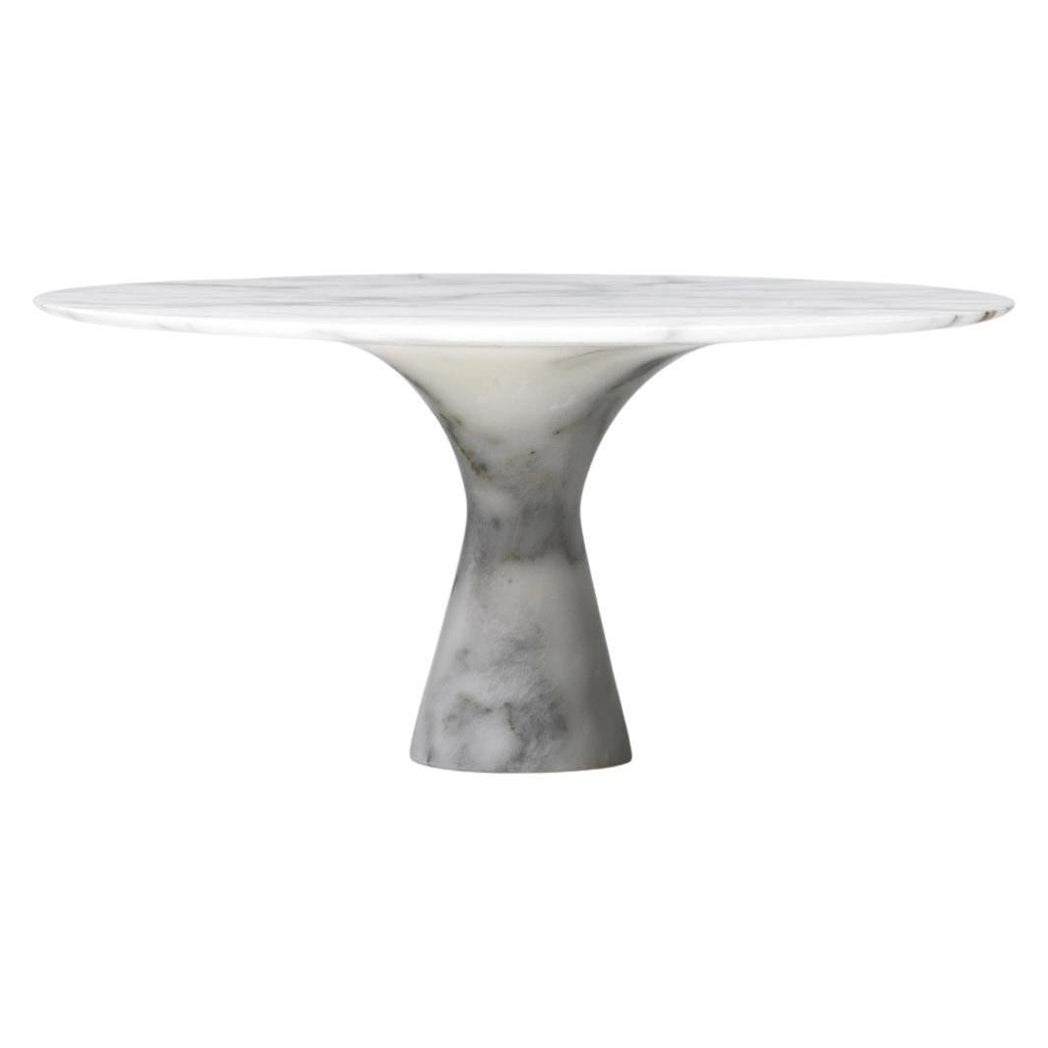 Refined Contemporary Marble 02 Bianco Statuarietto Marble Cake Stand For Sale