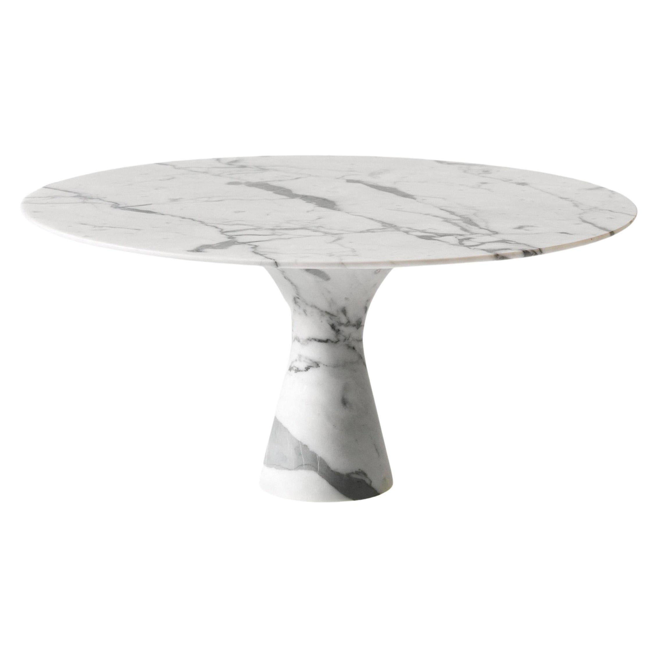 Table basse ronde en marbre Bianco Statuarietto Refined Contemporary 27/100 en vente