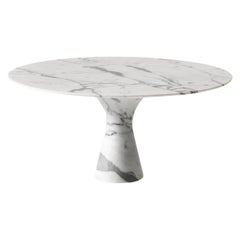 Table de salle à manger en marbre Bianco Statuarietto raffiné contemporain 130/75